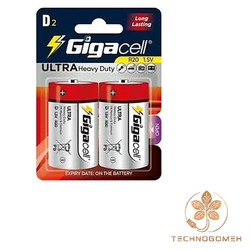 تصویر  باتری سایز بزرگ گیگاسل (Gigacell) مدل Ultra Heavy Duty- بسته ۶ جفتی (۱۲ عددی)